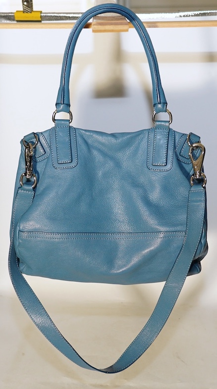 A Givenchy Pandora blue leather handbag